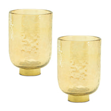 Load image into Gallery viewer, Gold Glass Vase with Metal Accent (Set of 2)

