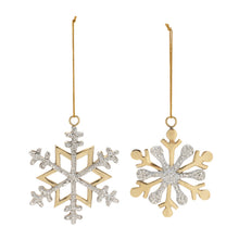 Load image into Gallery viewer, Jeweled Metal Snowflake Ornament (Set of 2)
