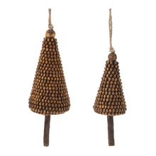 Load image into Gallery viewer, Wood Beaded Pine Tree Ornament (Set of 4)
