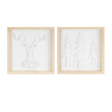 Load image into Gallery viewer, Framed Holiday Deer and Tree Artwork (Set of 2)
