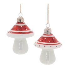 Load image into Gallery viewer, Glittered Glass Mushroom Ornament (Set of 6)

