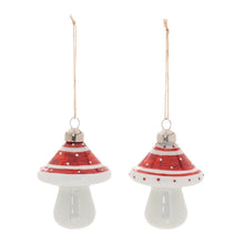 Load image into Gallery viewer, Glittered Glass Mushroom Ornament (Set of 6)
