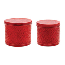 Load image into Gallery viewer, Red Metal Container with Lid (Set of 2)
