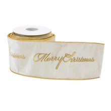 Load image into Gallery viewer, Embroidered Merry Christmas Wired Ribbon 4" x 5 Yds.

