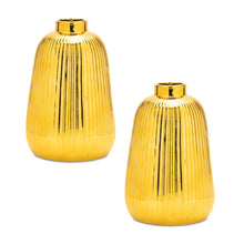 Load image into Gallery viewer, Ribbed Metallic Ceramic Vase (Set of 2)
