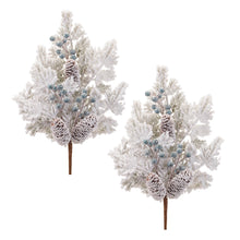 Load image into Gallery viewer, Flocked Pine Berry Spray (Set of 2)
