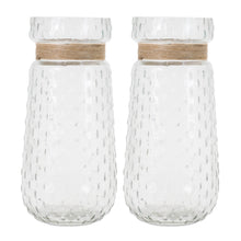 Load image into Gallery viewer, Texture Glass Vase with Jute Accent (Set of 2)
