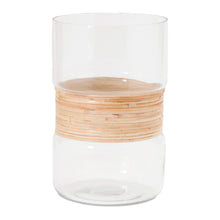 Load image into Gallery viewer, Glass Candle Holder with Bamboo Accent (Set of 2)
