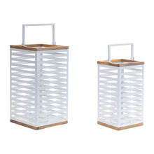 Load image into Gallery viewer, Metal Box Lantern with Natural Wood Accents (Set of 2)
