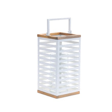 Load image into Gallery viewer, Metal Box Lantern with Natural Wood Accents (Set of 2)

