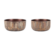 Load image into Gallery viewer, Round Wooden Bowl Planter (Set of 2)
