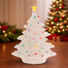 Load image into Gallery viewer, Lighted Ceramic Christmas Tree with Multicolor Bulbs 11"H
