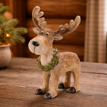 Load image into Gallery viewer, Whimsical Moose with Wreath 9"H
