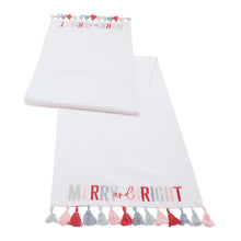 Load image into Gallery viewer, Merry and Bright Tassel Table Runner 72"L
