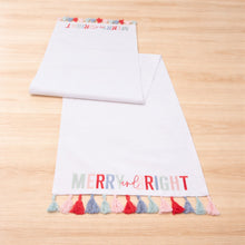 Load image into Gallery viewer, Merry and Bright Tassel Table Runner 72"L
