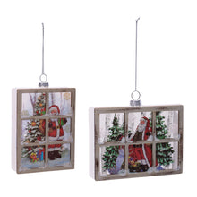 Load image into Gallery viewer, Glass Santa Window Ornament Set of 6
