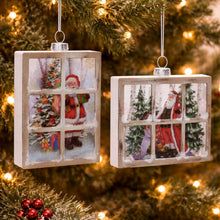 Load image into Gallery viewer, Glass Santa Window Ornament Set of 6
