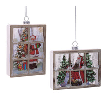 Load image into Gallery viewer, Glass Santa Window Ornament Set of 6
