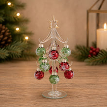 Load image into Gallery viewer, Glass Tree with Mini Ornaments 7.75"H
