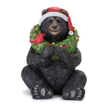 Load image into Gallery viewer, Holiday Black Bear with Santa Hat 7"H
