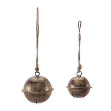 Load image into Gallery viewer, Iron and Jute Bell Ornament Set of 8 Ð 3" &amp; 4"D
