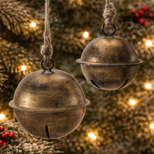 Load image into Gallery viewer, Iron and Jute Bell Ornament Set of 8 Ð 3" &amp; 4"D
