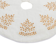 Load image into Gallery viewer, Metallic Leaf Christmas Tree Skirt 48"D
