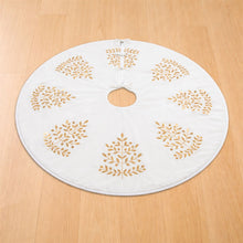 Load image into Gallery viewer, Metallic Leaf Christmas Tree Skirt 48"D
