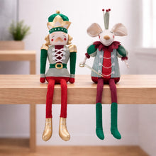 Load image into Gallery viewer, Plush Nutcracker and Mouse Figurines (Set of 2)
