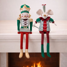 Load image into Gallery viewer, Plush Nutcracker and Mouse Figurines (Set of 2)
