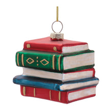 Load image into Gallery viewer, Stacked Books Glass Ornament (Set of 12)
