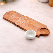 Load image into Gallery viewer, Nutcracker Wood Platter with Ceramic Dip Bowl 17"L
