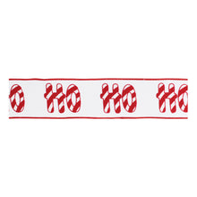 Load image into Gallery viewer, ÒHO HO HOÓ Candy Cane Wired Cotton Ribbon 4" x 5 Yds.
