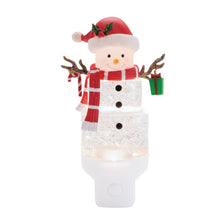 Load image into Gallery viewer, Snowman with Present Snow Globe Night Light 7"H
