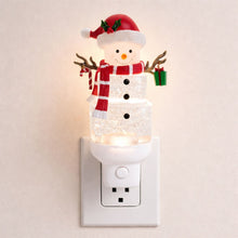 Load image into Gallery viewer, Snowman with Present Snow Globe Night Light 7"H
