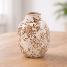 Load image into Gallery viewer, Floral Pattern Ceramic Vase 6.25"H
