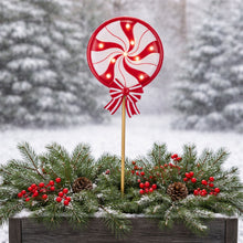 Load image into Gallery viewer, LED Peppermint Lollipop Planter Stake

