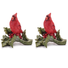 Load image into Gallery viewer, Cardinal Bird on Holly Branch (Set of 2)
