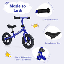 Load image into Gallery viewer, Kids No Pedal Balance Bike with Adjustable Handlebar and Seat-Blue
