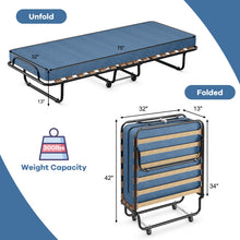 Load image into Gallery viewer, Portable Folding Bed with Foam Mattress and Sturdy Metal Frame Made in Italy-Navy
