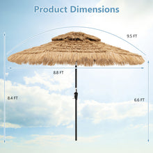 Load image into Gallery viewer, 9 Feet Solar Powered Thatched Tiki Patio Umbrella with Led Lights.
