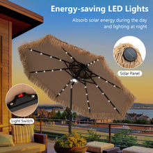Load image into Gallery viewer, 9 Feet Solar Powered Thatched Tiki Patio Umbrella with Led Lights.
