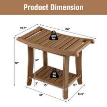 Load image into Gallery viewer, Waterproof Bath Stool with Curved Seat and Storage Shelf-Brown
