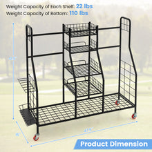Load image into Gallery viewer, Double Golf Bag Rack with Removable Golf Club Stand and Wheels-Black
