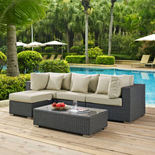 Load image into Gallery viewer, Sojourn 5 Piece Outdoor Patio Sunbrella¨ Sectional Set by Modway
