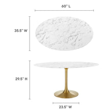 Load image into Gallery viewer, Lippa 60&quot; Oval Faux Marble Dining Table by Modway
