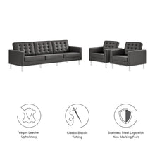 Load image into Gallery viewer, Loft 3-Piece Tufted Vegan Leather Furniture Set by Modway
