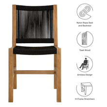 Load image into Gallery viewer, Vienna Outdoor Patio Teak and Rope Armless Dining Chairs Set of 2 by Modway
