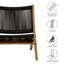 Load image into Gallery viewer, Vienna Outdoor Patio Teak and Rope Folding Accent Lounge Chair by Modway

