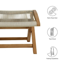 Load image into Gallery viewer, Vienna Outdoor Patio Teak and Rope Folding Ottoman by Modway
